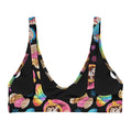 Bright and colorful Pan Dulce Padded Bikini Top featuring a fun baked goods design, perfect for beach outings.