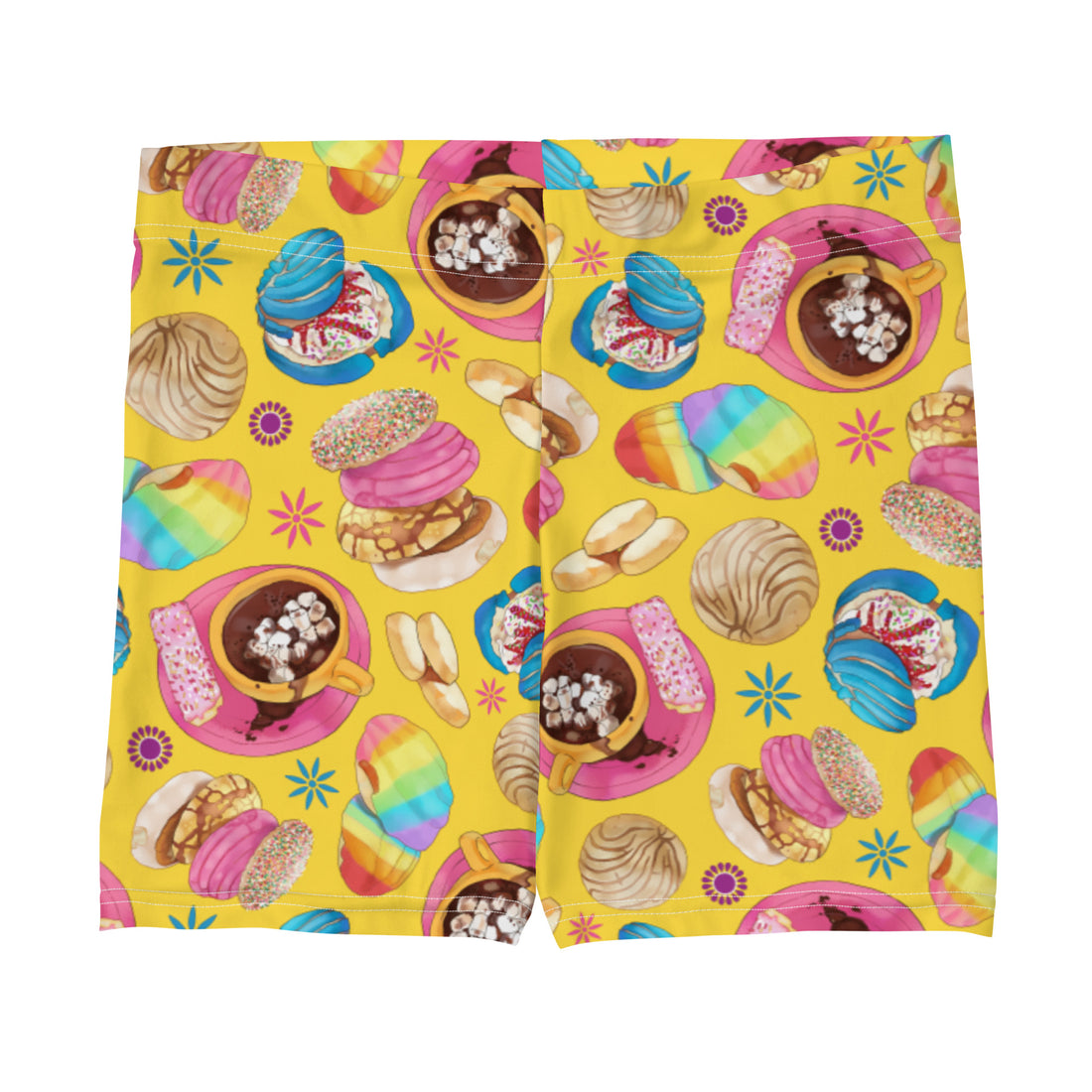 Bright and colorful Pan Dulce Shorts featuring sweet treats, perfect for sunny days and adding fun to your outfit.
