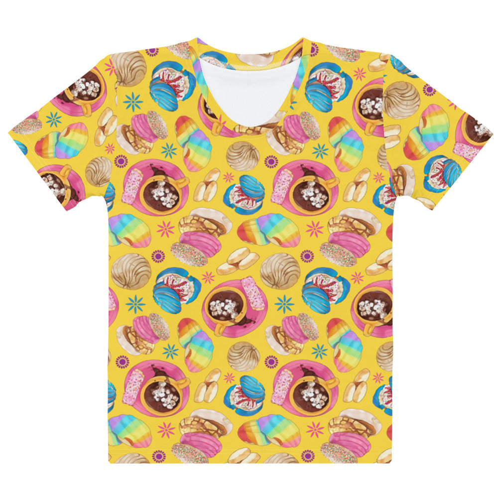 Bright and colorful Pan Dulce T-shirt featuring sweet baked goods, perfect for casual outings or workouts.