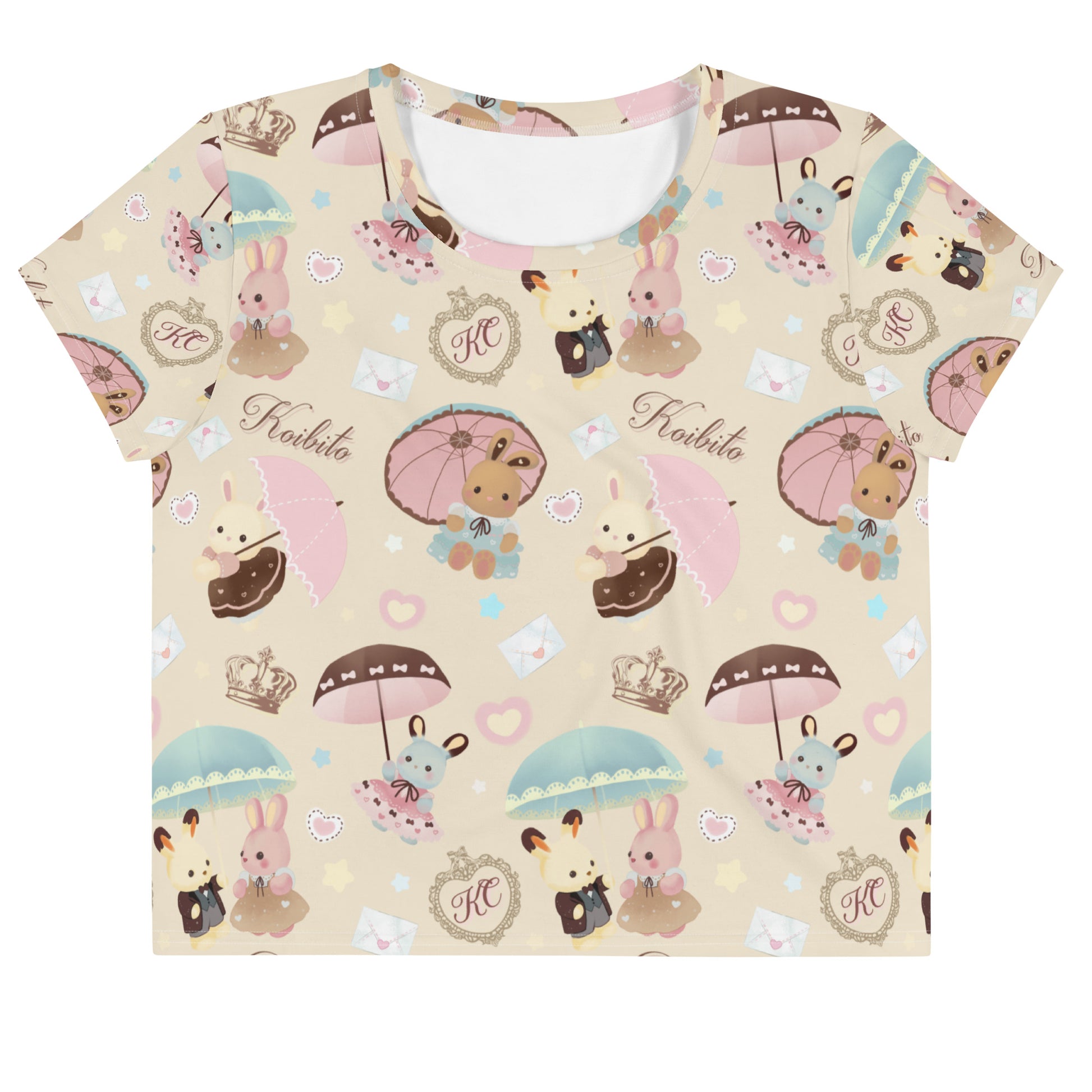 Kawaii Parasol Bunny Crop Top in soft fabric, perfect for spring tea parties and brightening your wardrobe.