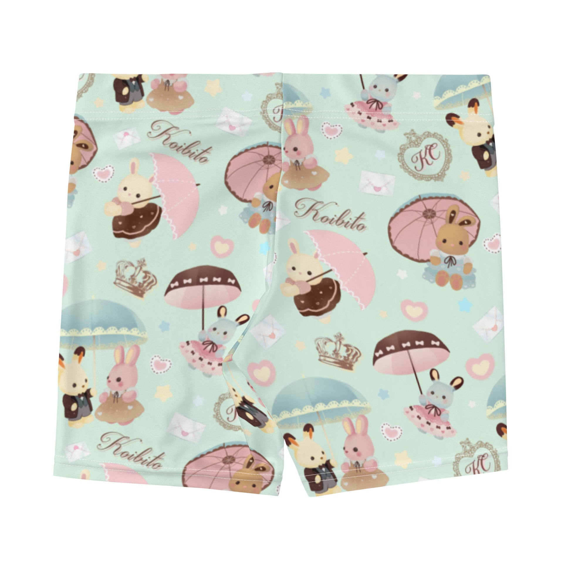 Cute Parasol Bunny Shorts featuring playful bunnies and umbrellas, perfect for springtime adventures or lounging.