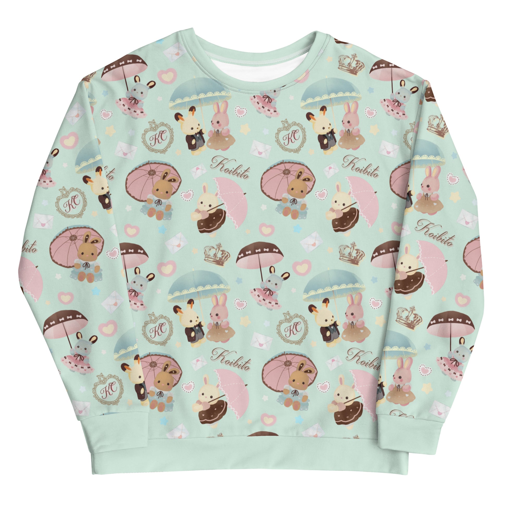 Cute Parasol Bunny Sweatshirt featuring adorable bunnies, perfect for adding charm to any outfit by Koibitito.