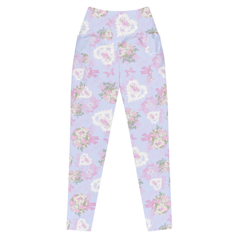 Premium Anniversary Leggings feature a floral design, high-waisted cut, and pockets for ultimate comfort and style.
