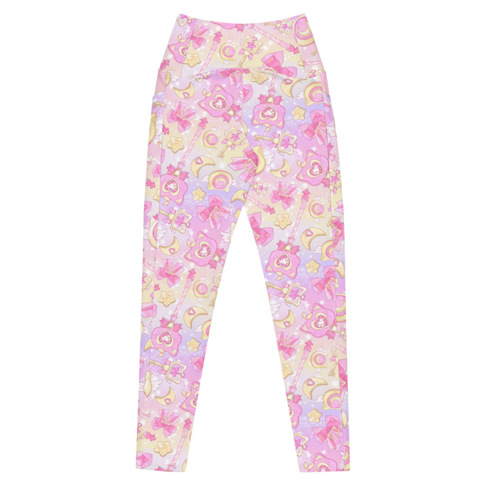 Stylish Premium Magical Girl Leggings with vibrant patterns, featuring a high-waisted cut and convenient side pockets.