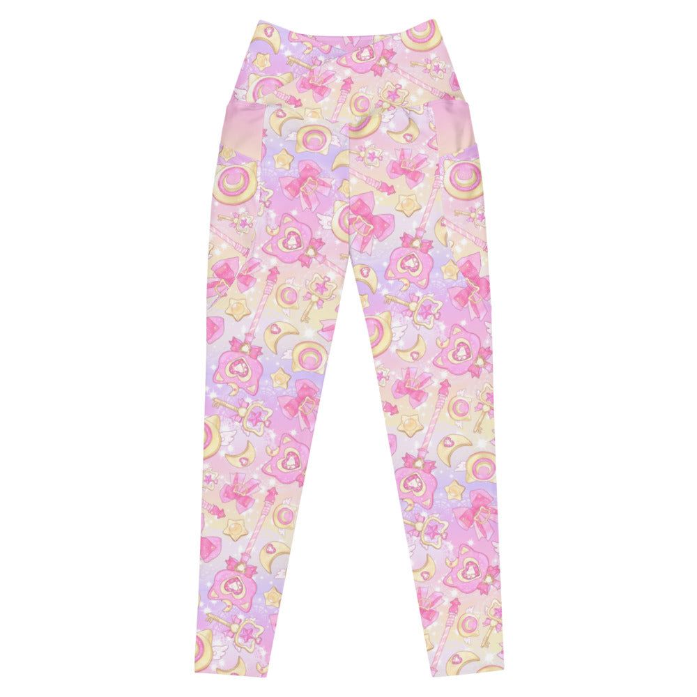 Premium Magical Girl Leggings in vibrant colors, perfect for workouts with side pockets and a high-waisted cut.
