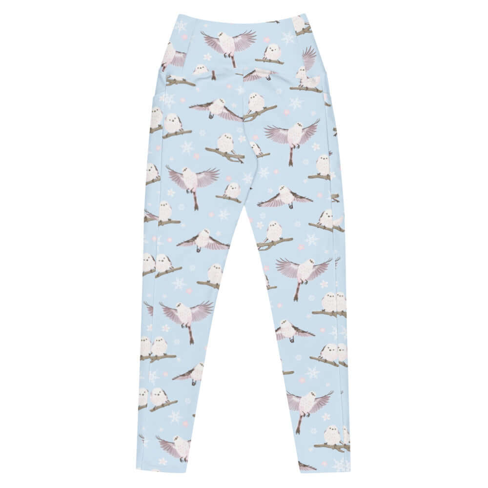 Shop the Premium Snow Bird Leggings featuring a whimsical bird print and soft pastel colors for ultimate winter comfort.