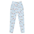 Premium Snow Bird Leggings feature a soft pastel print of birds on a light blue background, perfect for winter wear.