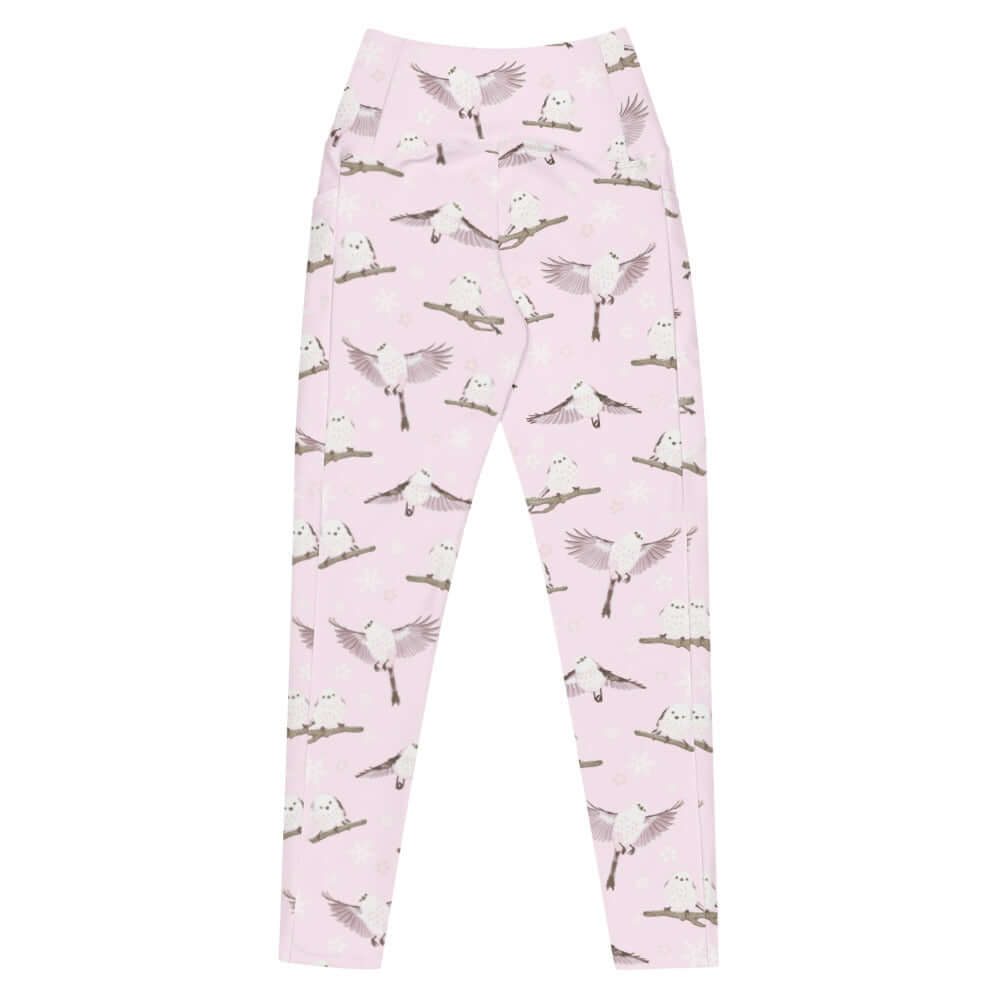 Soft pastel Premium Snow Bird Leggings with an adorable bird print, perfect for winter comfort and style.