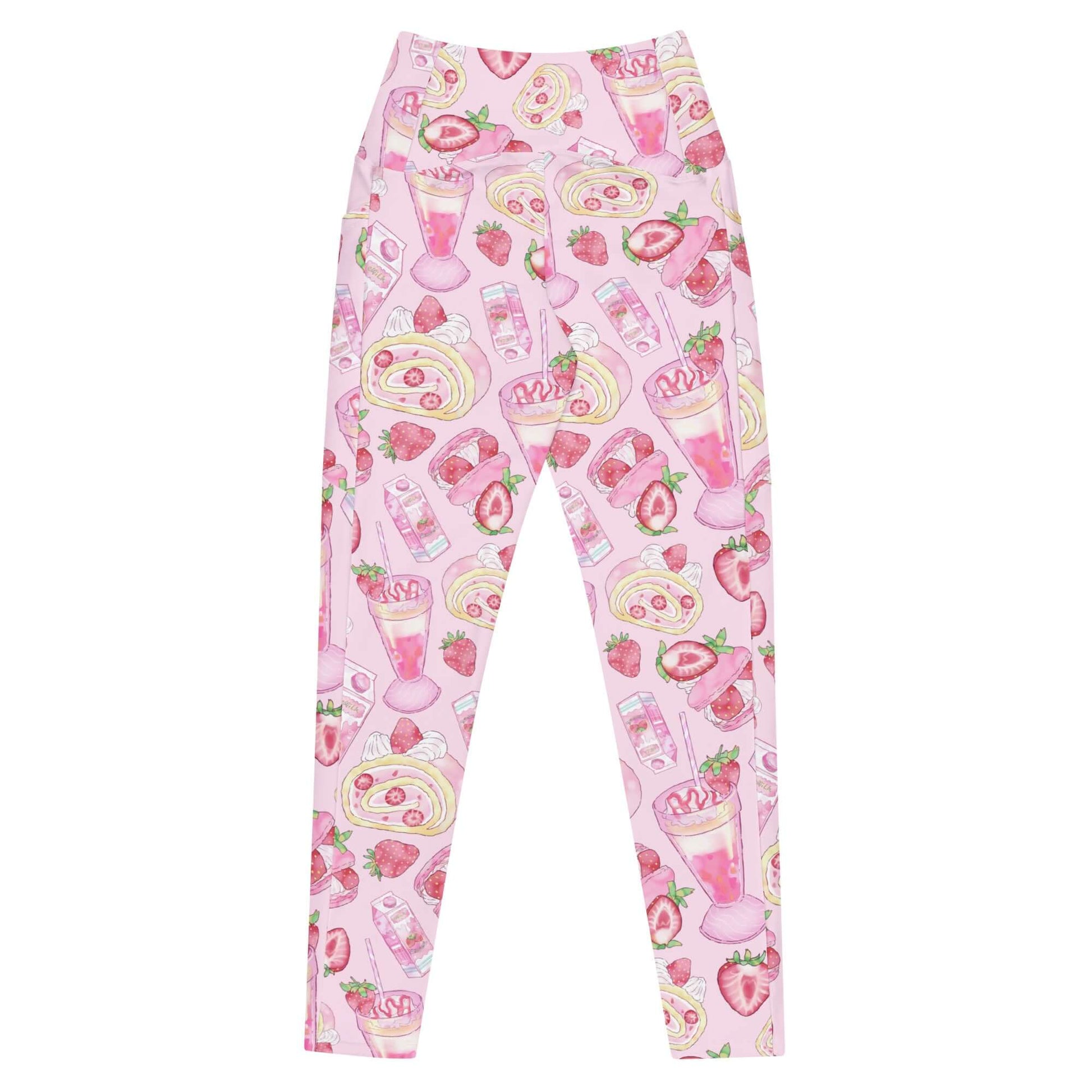 Bold and adorable Premium Strawberry Leggings with a high-waisted cut and practical side pockets for ultimate comfort.