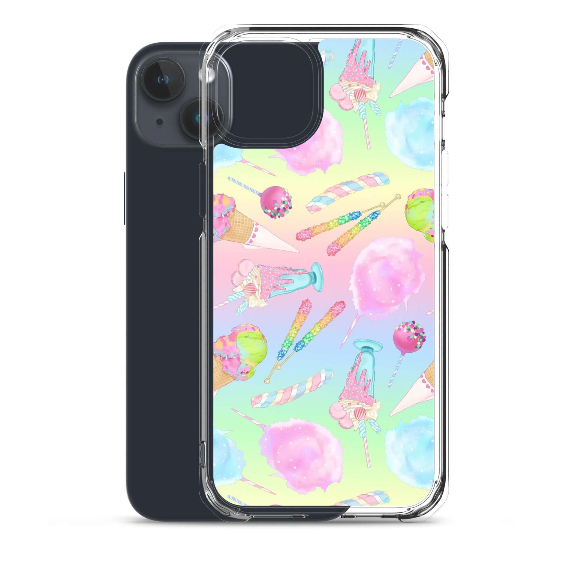 Colorful Rainbow Candy iPhone® Clear Case features a playful design, offering protection from scratches and dirt.