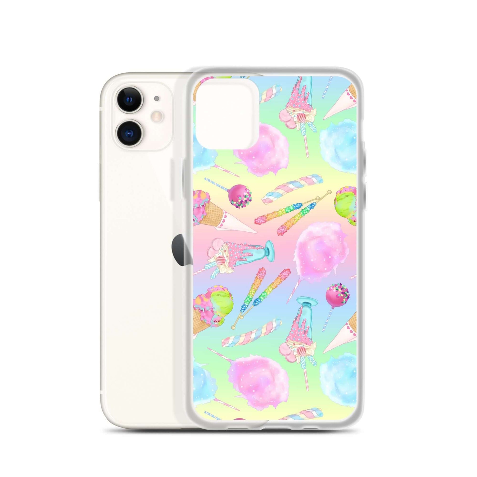Rainbow Candy iPhone® Clear Case features a vibrant design that protects against scratches and dirt, perfect for your phone.