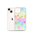 Rainbow Candy iPhone® Clear Case features vibrant candy graphics, offering protection against scratches and dirt.