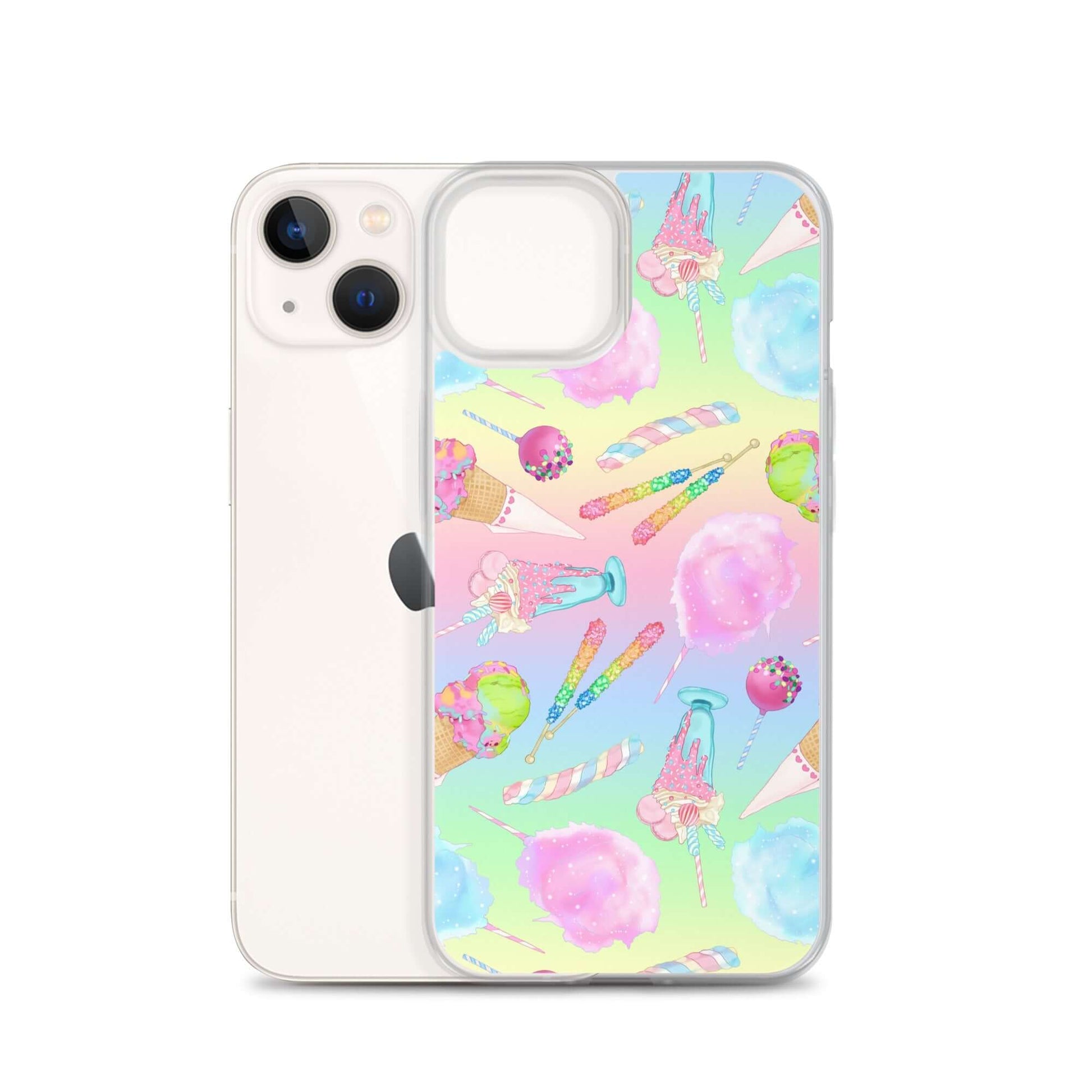 Colorful Rainbow Candy iPhone® Clear Case featuring a fun design that protects from scratches and dirt. Perfect for style!