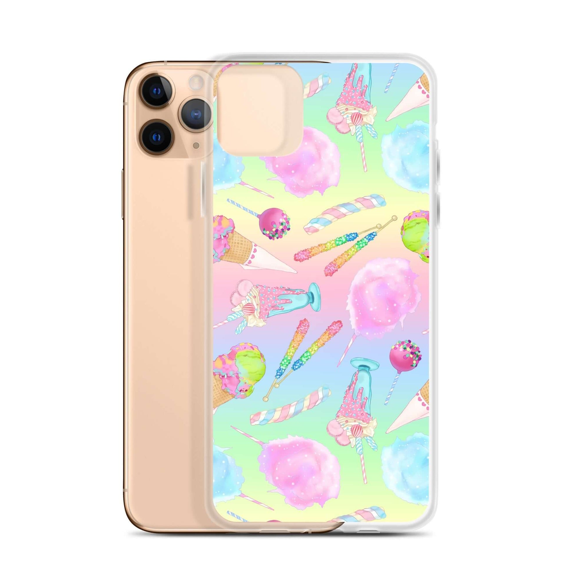 Colorful Rainbow Candy iPhone® Clear Case featuring fun designs, protecting against scratches and dust. Perfect for any style!