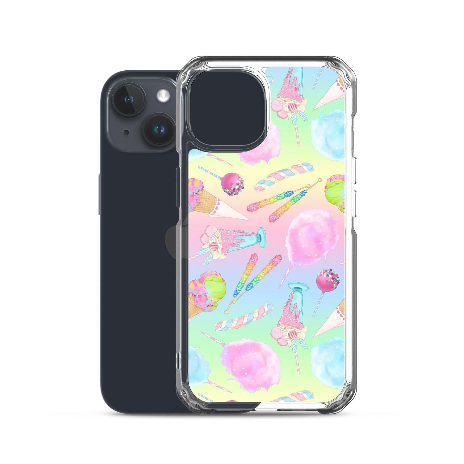 Rainbow Candy iPhone® Clear Case features a colorful design, protecting against scratches and dirt for iPhone users.