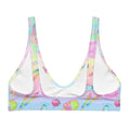Colorful Rainbow Candy Padded Bikini Top perfect for summer fun, featuring a vibrant ice cream print design.
