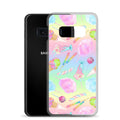 Colorful Rainbow Candy Samsung® Clear Case featuring sweet treats, perfect for summer outfits and phone protection.