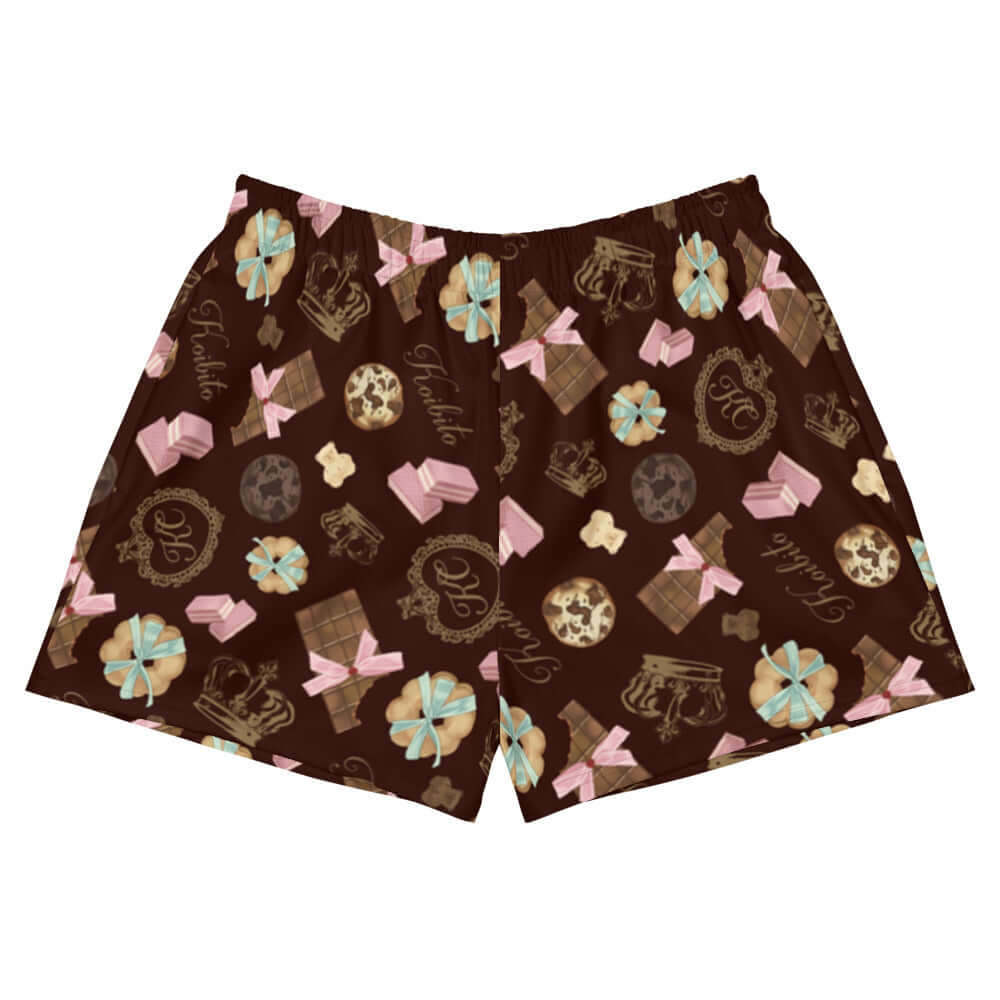 Stylish Royal Cookie Athletic Short Shorts featuring a fun chocolate-themed design for ultimate comfort and mobility.