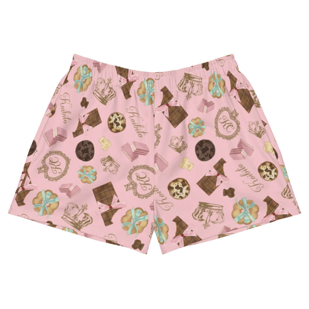 Soft and comfy Royal Cookie Athletic Short Shorts with a fun design, perfect for pairing with crop tops and sports bras.