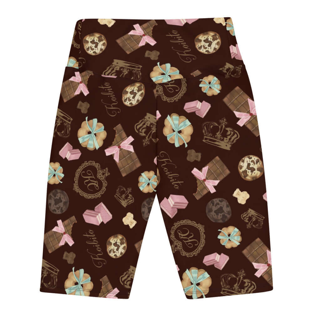 Royal Cookie Biker Shorts feature a fun print, perfect for pairing with crop tops or sports bras for stylish comfort.
