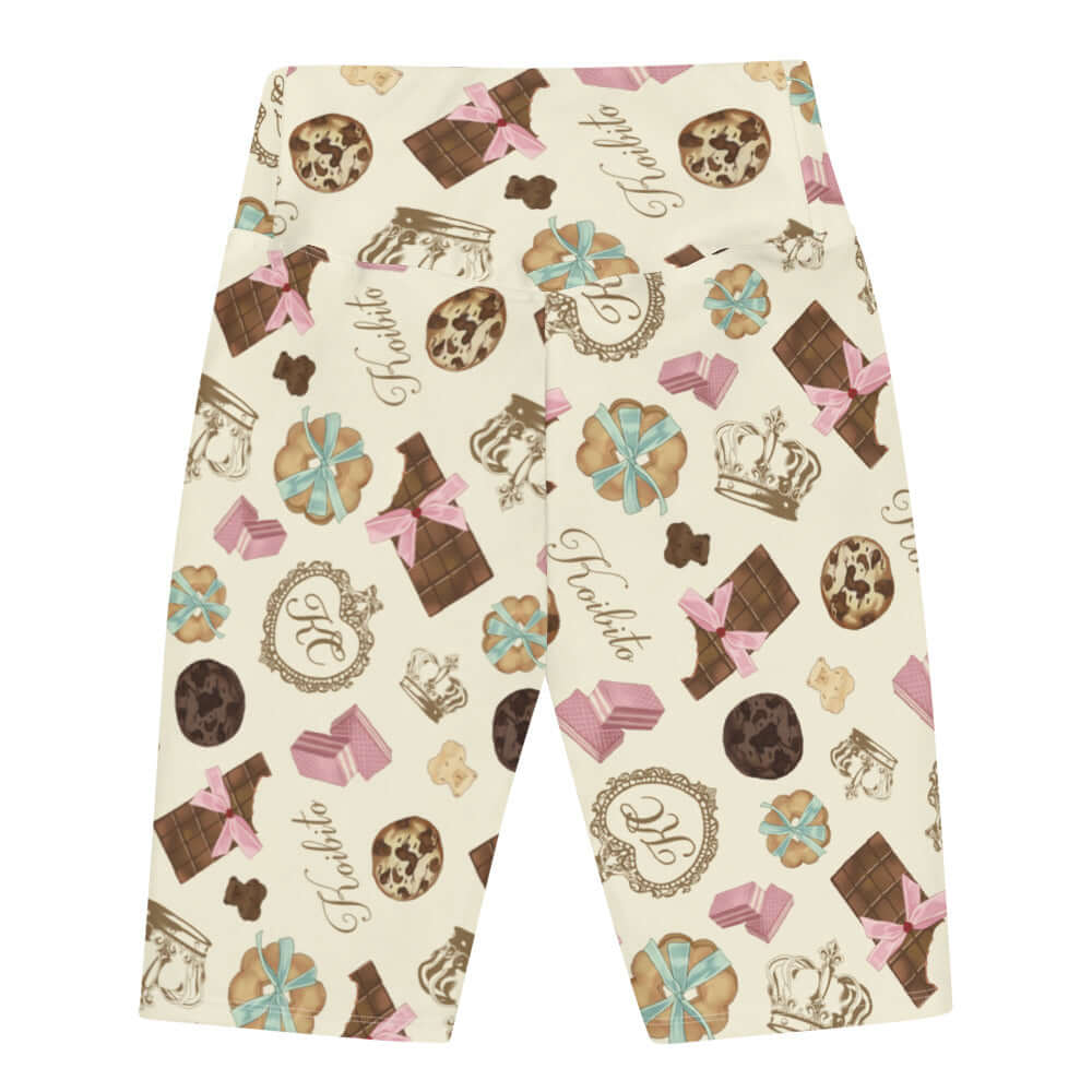 Stylish Royal Cookie Biker Shorts with a fun dessert print, perfect for comfort and mobility in any outfit.