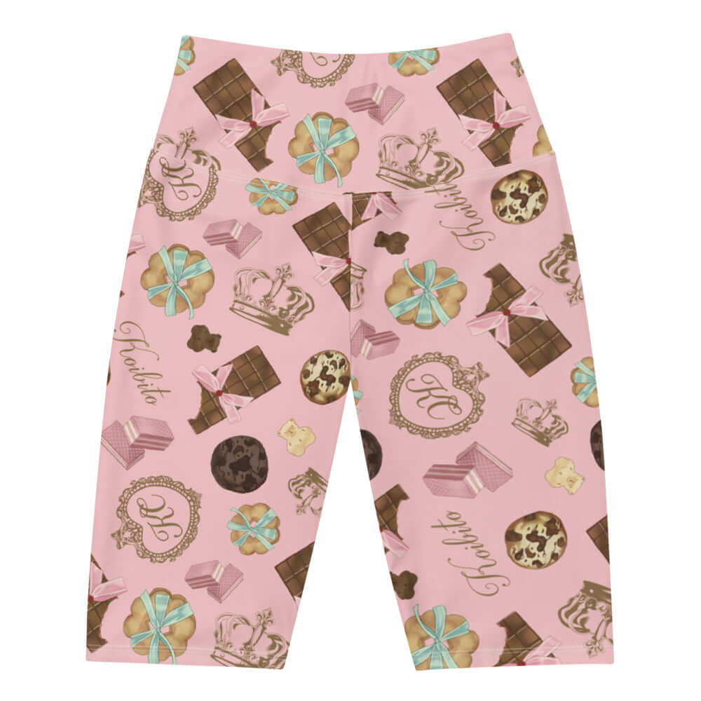 Royal Cookie Biker Shorts featuring a playful dessert print, perfect for stylish comfort and mobility.