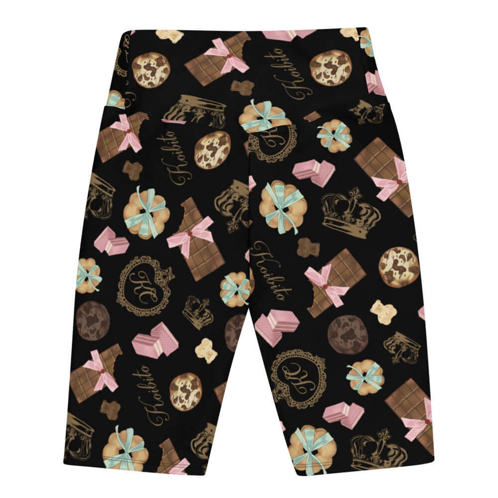 Stylish Royal Cookie Biker Shorts featuring a fun dessert pattern, perfect for comfort and mobility in any outfit.