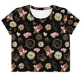Stylish Royal Cookie Crop Top featuring a fun dessert print, perfect for summer outings and casual wear.
