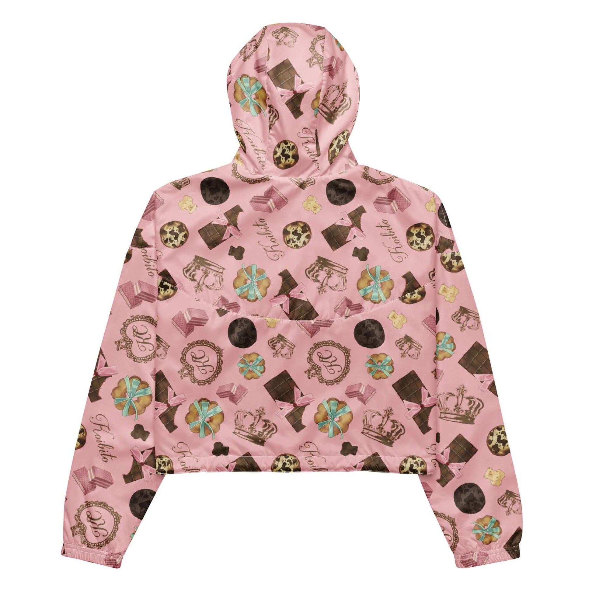 Stylish Royal Cookie cropped windbreaker featuring a playful print, perfect for outdoor adventures and lightweight protection.