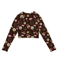 Stylish Royal Cookie Long-sleeved Crop Top featuring a fun pattern, perfect for eco-friendly athleisure looks.