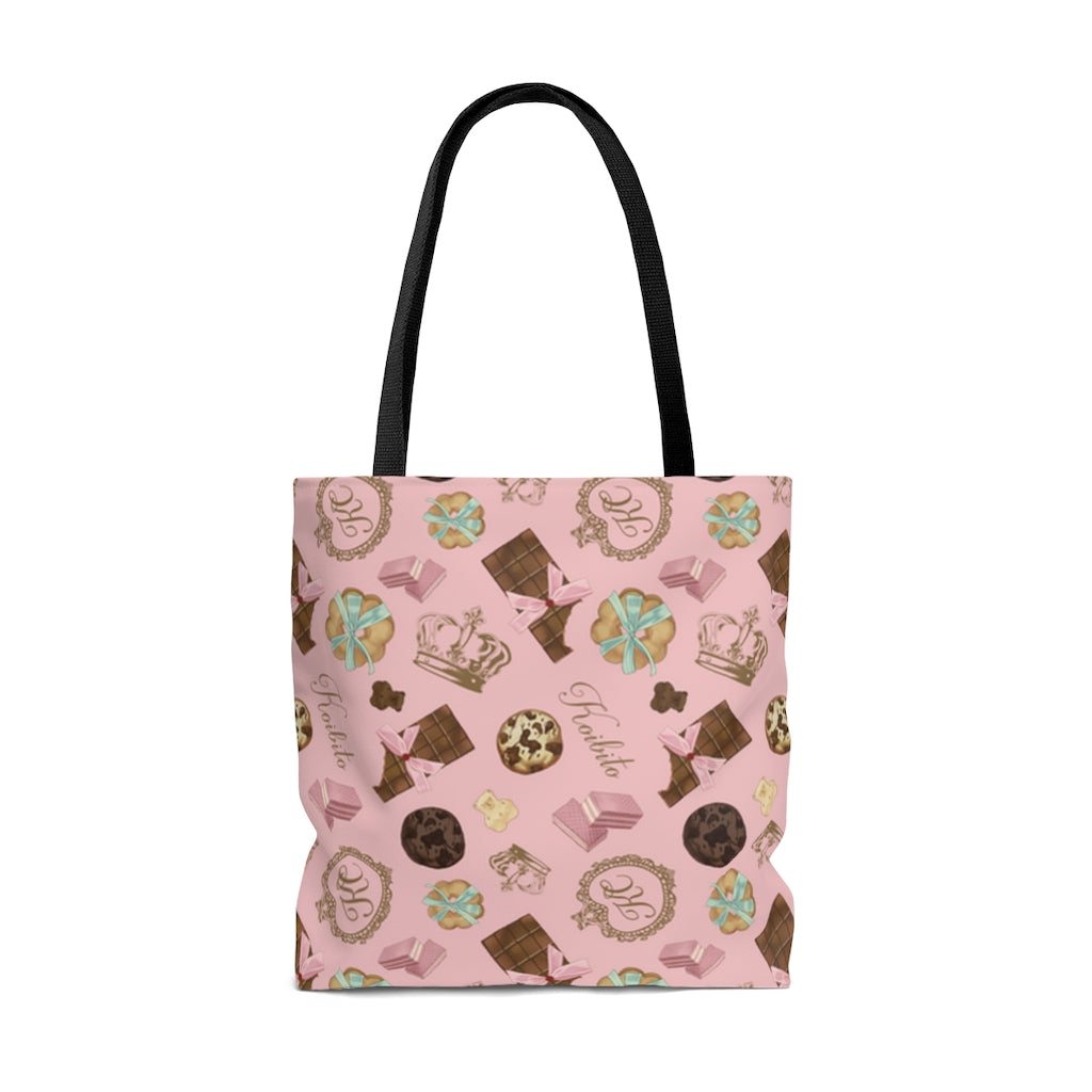 Stylish Royal Cookie Tote Bag (Strawberry) features a fun chocolate pattern, perfect for carrying treats anywhere.