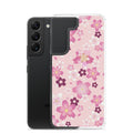 Sakura Samsung® Clear Case showcases pink cherry blossoms, blending kawaii style with phone protection for everyday use.