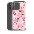 Stylish Sakura iPhone® Clear Case featuring a floral design, offering reliable protection against scratches and dirt.