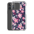 Sakura iPhone® Clear Case features a floral design, offering protection against scratches and easy access to ports.