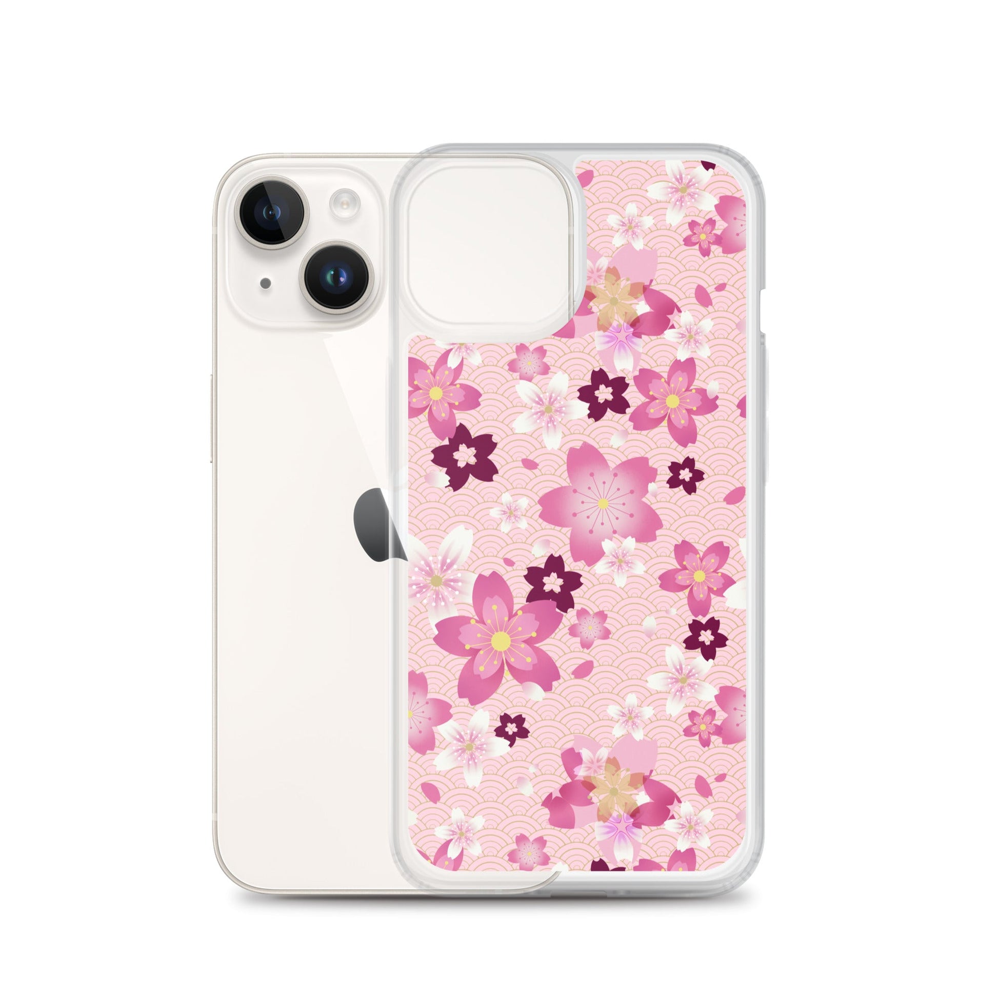 Sakura iPhone® Clear Case featuring a floral design, offering stylish protection against scratches and dust.