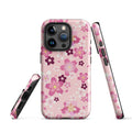 Stylish Sakura iPhone® Tough Case featuring floral design, offering durable protection for your device all year round.