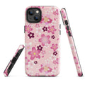 Sakura iPhone® Tough Case features a stylish floral design with dual-layer protection for lasting phone safety.