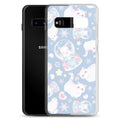 Snow Kitten Samsung® Clear Case features adorable kittens on a pastel background, perfect for stylish protection.