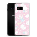 Snow Bunny Samsung® Clear Case features cute bunnies on a pastel background, perfect for stylish protection.