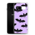 Sleek Morrigan Samsung® Clear Case featuring playful bat designs, protecting your phone from scratches and dirt.