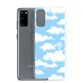 Cloudy Sky Samsung® Clear Case showcases a dreamy blue cloud design, perfect for protecting your phone stylishly.