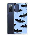 Stylish Lilith Samsung® Clear Case featuring playful bats design, perfect for protecting your phone in any weather.