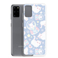Snow Kitten Samsung® Clear Case features adorable kittens on a pastel background, perfect for stylish protection.