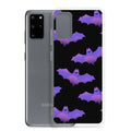 Stylish Morrigan Samsung® Clear Case featuring playful bats, perfect for protecting your phone in any weather.