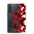 Butterfly Samsung® Clear Case showcases vibrant red butterflies, blending style and protection for your Samsung Galaxy S21.