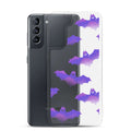 Protect your phone in style with the Morrigan Samsung® Clear Case featuring adorable purple bats.