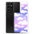 Sleek Cloudy Sky Samsung® Clear Case showcases a dreamy purple design, protecting your phone with style and elegance.