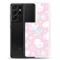 Colorful Snow Bunny Samsung® Clear Case features cute bunnies on pink, perfect for adding charm to your phone.