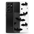 Stylish Lilith Samsung® Clear Case featuring playful bats, perfect for protecting your phone in any weather.