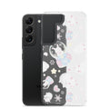 Stylish Snow Bunny Samsung® Clear Case featuring cute bunnies, perfect for feminine outfits and phone protection.